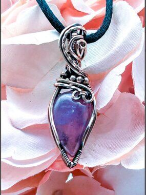 Handmade Wire Wrapped Amethyst Pendant with Thunder Bay Amethyst